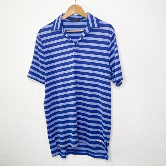 RLX Ralph Lauren Men’s Striped Blue Short Sleeve Golf Polo Size M - Picture 1 of 7